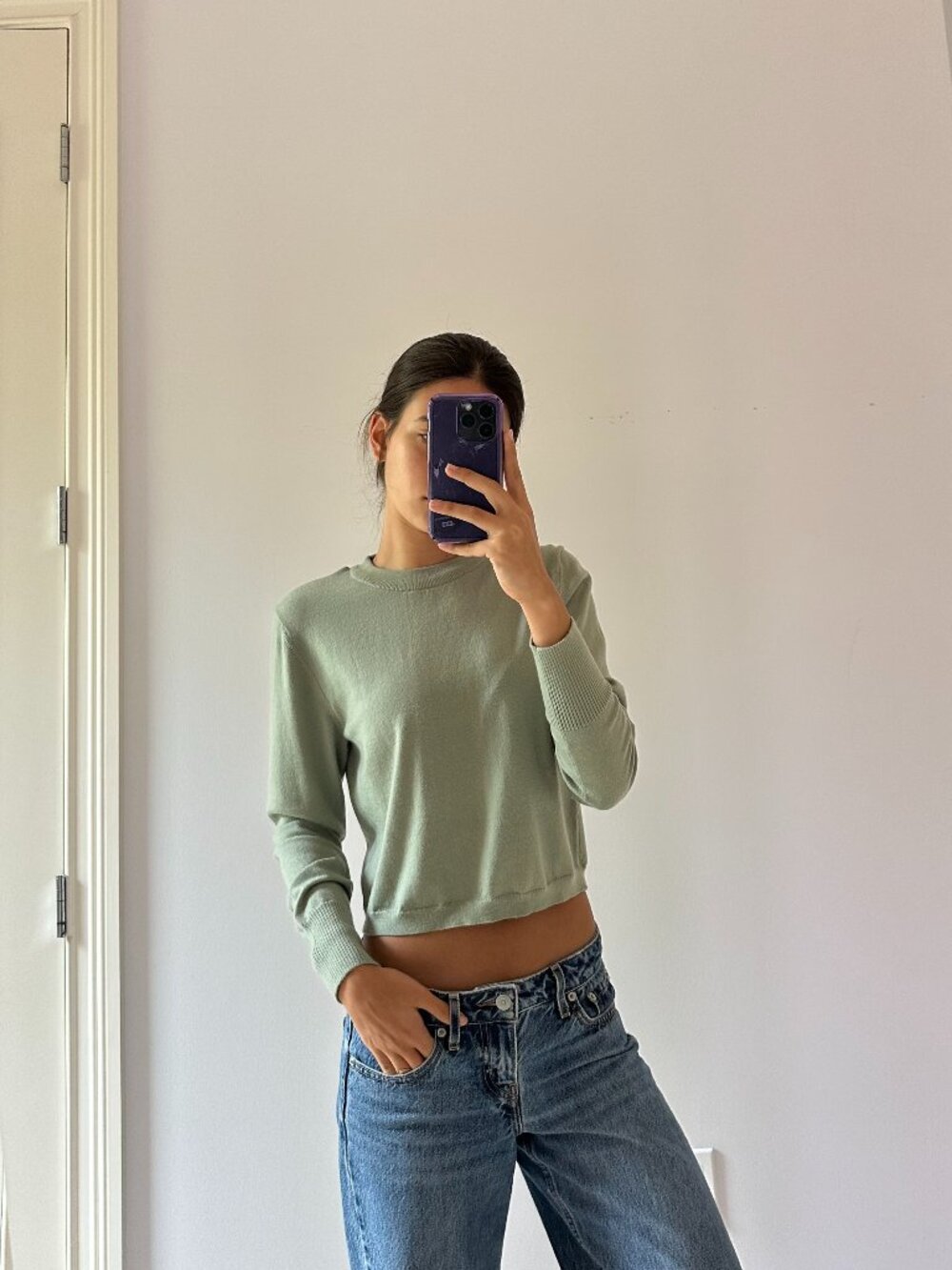 Alice + Olivia Sage Green Knit Sweater